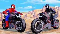BROTHERS SPIDERMAN Chasing HULK in the Spider Car + Funny mo...