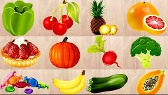 Kids Learning Fruits and Vegetables Names for Kids - English...