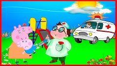 Peppa Pig | George fall ill Crying | The doctor puts an inje...