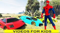 Cartoon COLORS Crazy Test Drive Super Car with Spiderman &amp; N...