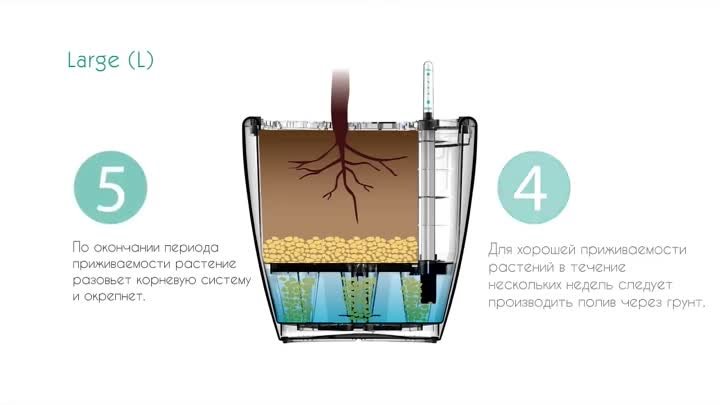 Кашпо с автополивом Green Sun - HydroSystem в кашпо с автополивом