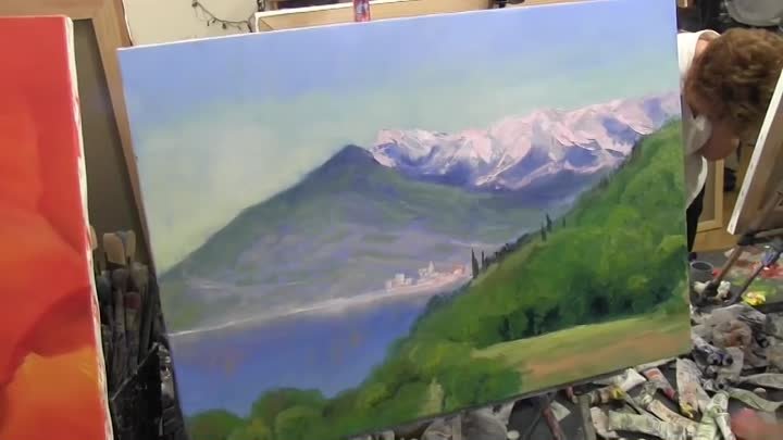 Горный пейзаж , как нарисовать гору, снег, альпийский луг, художник  ...