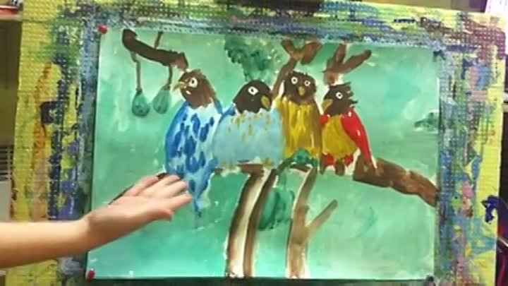 София в художественной школе рисовала копию "Попугаи", мне ...