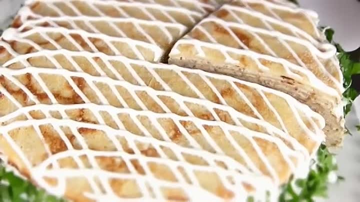 Блинный торт с курицей и грибами -Рецепт тонких блинчиков