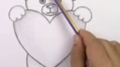 Урок рисования для детей &quot;Мишка с сердечком&quot; ❤