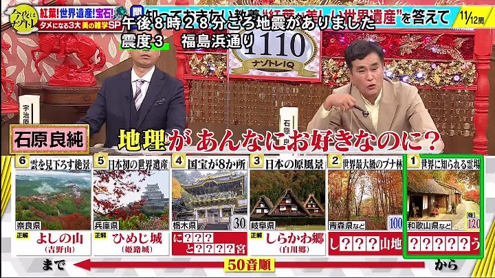 今夜はナゾトレ 動画　紅葉＆宝石＆世界遺産！3大美の雑学SP | 2022年10月11日