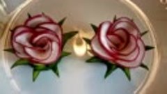 Цветы из редиса. Украшения из овощей. Flowers radish. Decora...