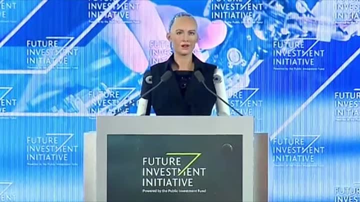 Robot Sophia speaks at Saudi Arabia's Future Investment Initiative