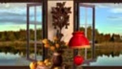 Окно в осень с кукушкой и тюльпанами. автор Михаил Киселёв
