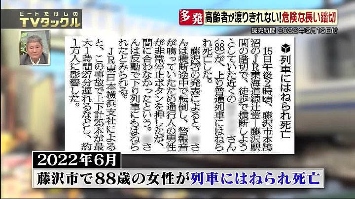 ビートたけしのＴＶタックル 動画 高齢者が危ない…全国に多数ある“渡り切れない長い踏切” | 2023年1月29日