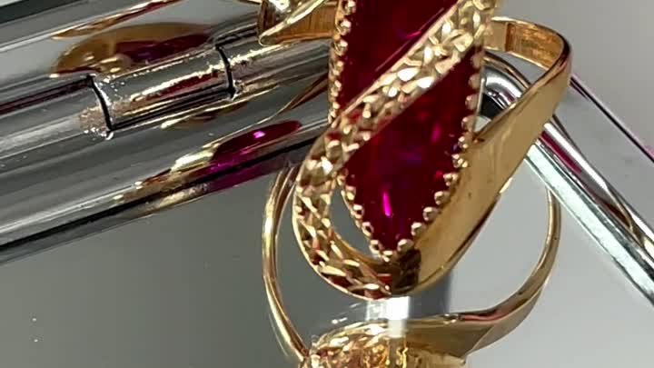 Кольцо из красного золота с рубином 🌹