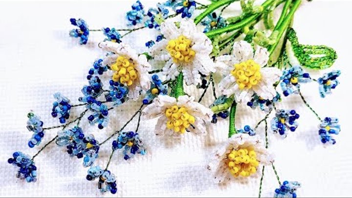 Миниатюрные ромашки из бисера МК от Koshka2015 - цветы из бисера,  б ...