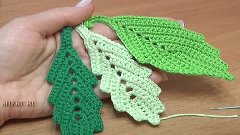 Easy To Crochet Leaf  Урок 1 Вязание листика крючком