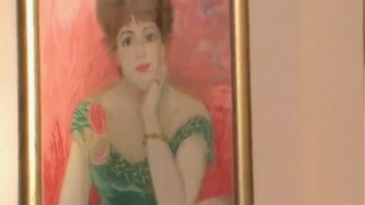 Вышивка гладью портрета Жанны Самари по картине Огюста Ренуара.