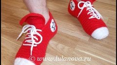 Носки-Кеды - 2 часть - Crochet socks sneakers - вязание крюч...