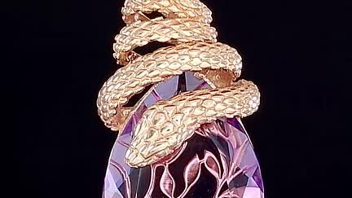 Золотая подвеска Змея с аметистом