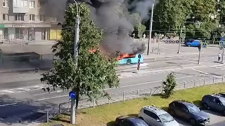 В Петербурге сгорел дотла автобус