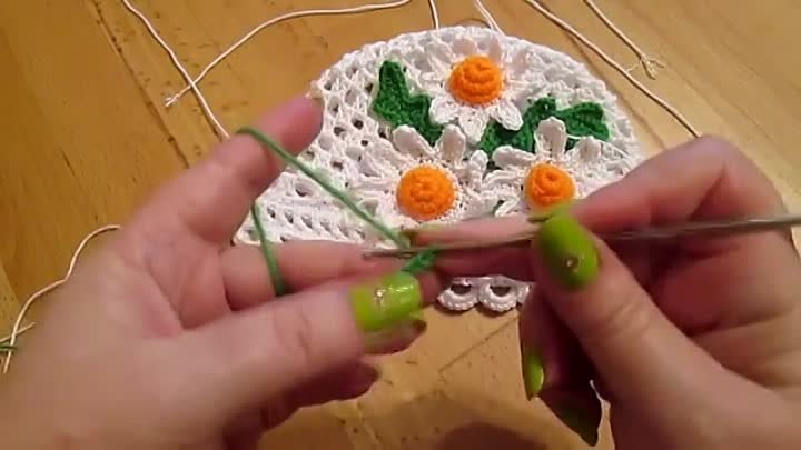 Аппликация 'Ромашка'. Crochet and knitting.