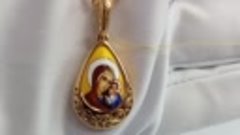 Подвеска икона образ &quot;Казанской Божьей Матери&quot; из золота. 