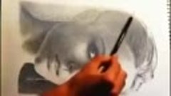 Скоростное рисование портрета Натали Портман карандашами.