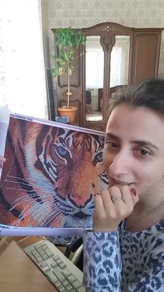 Вышиваю портрет по фото 📷 крестиком заказ и распускаем тигра и розыгрыш