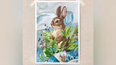 Рисуем пасхальную открытку с кроликом 🐇
