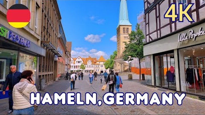 Hameln City  Germany ,Tour in Hameln in der Innenstadt 4K 60fps