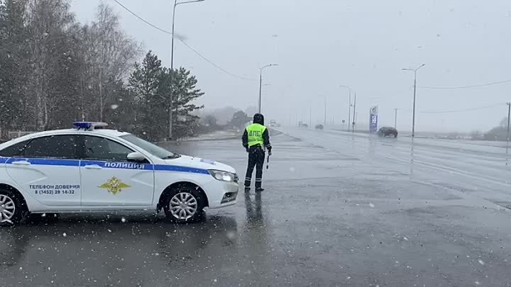Снегопад на трассе Тюмень — Ханты-Мансийск