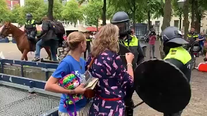 Силовики жестоко задерживают протестующих в Амстердаме