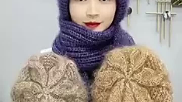 Зимняя и очень тёплая шапка-шарф спицами🧶