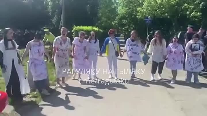 Тужатся и орут чубатые шалашовки, пытаясь помешать послу России возл ...