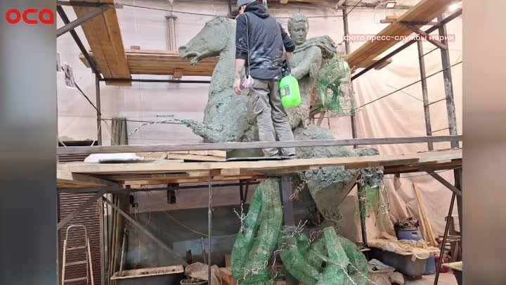 Красноярские мастера изготавливают для Ачинска 8-метровую скульптуру Георгия Победоносца