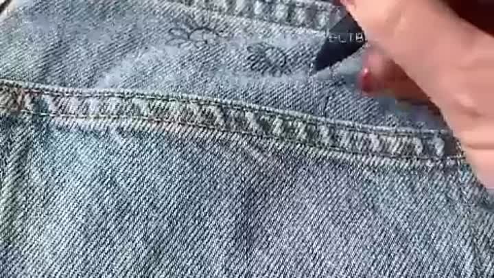 вышивка на джинсах