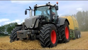 Straw baling with a New Fendt 826 Vario Black Beauty + New Krone Big ...