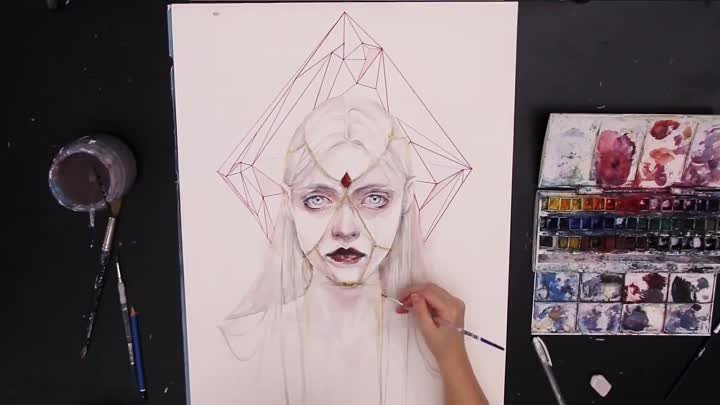 sped up painting - Queen of Diamonds