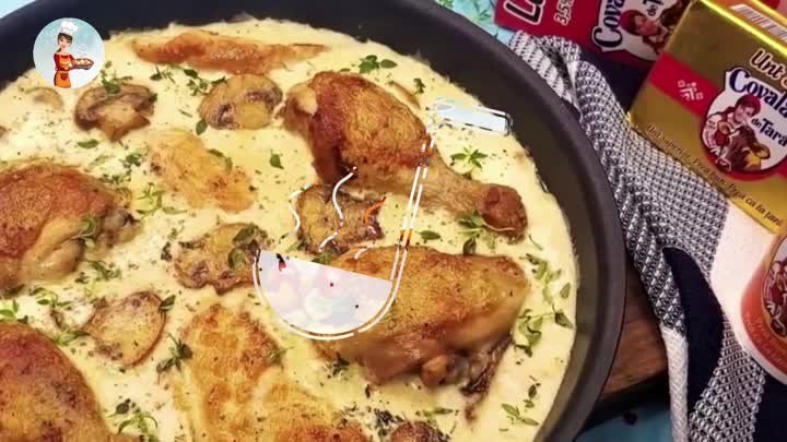 Курица с грибами и чесноком