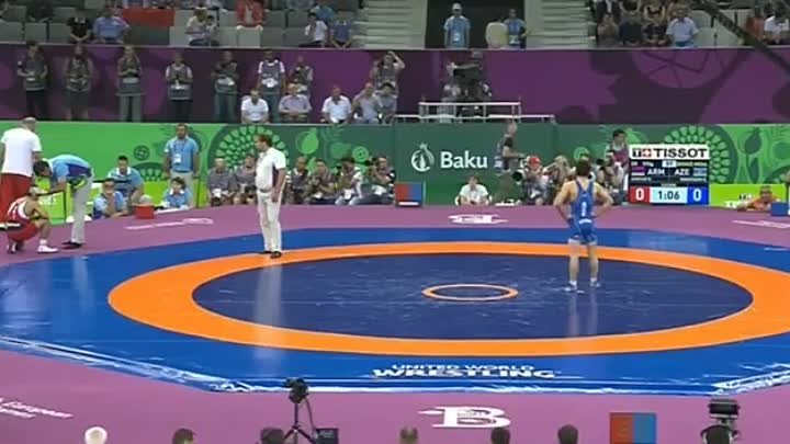 Elman Mukhtarov (Azerbaijan) vs Roman Amoyan (Armenia) - Baku 2015 Wrestling