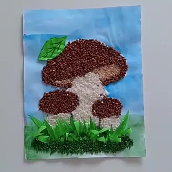 Грибок из гречки и риса поделка фото Грибок из гречки и риса поделка фото
